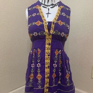 0 ANTHROPOLOGIE Maeve tunic beaded dress purple